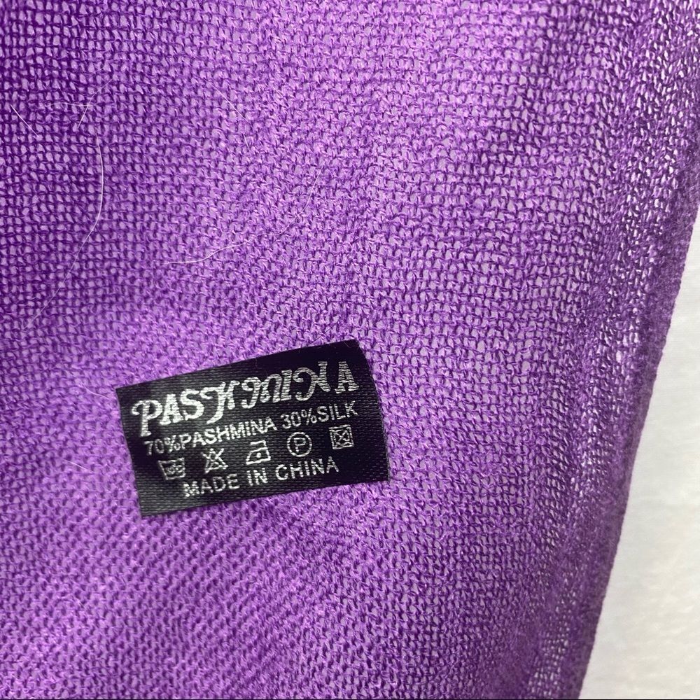 Pashmina Purple Tassel Rectangular Solid Thin Kni… - image 4